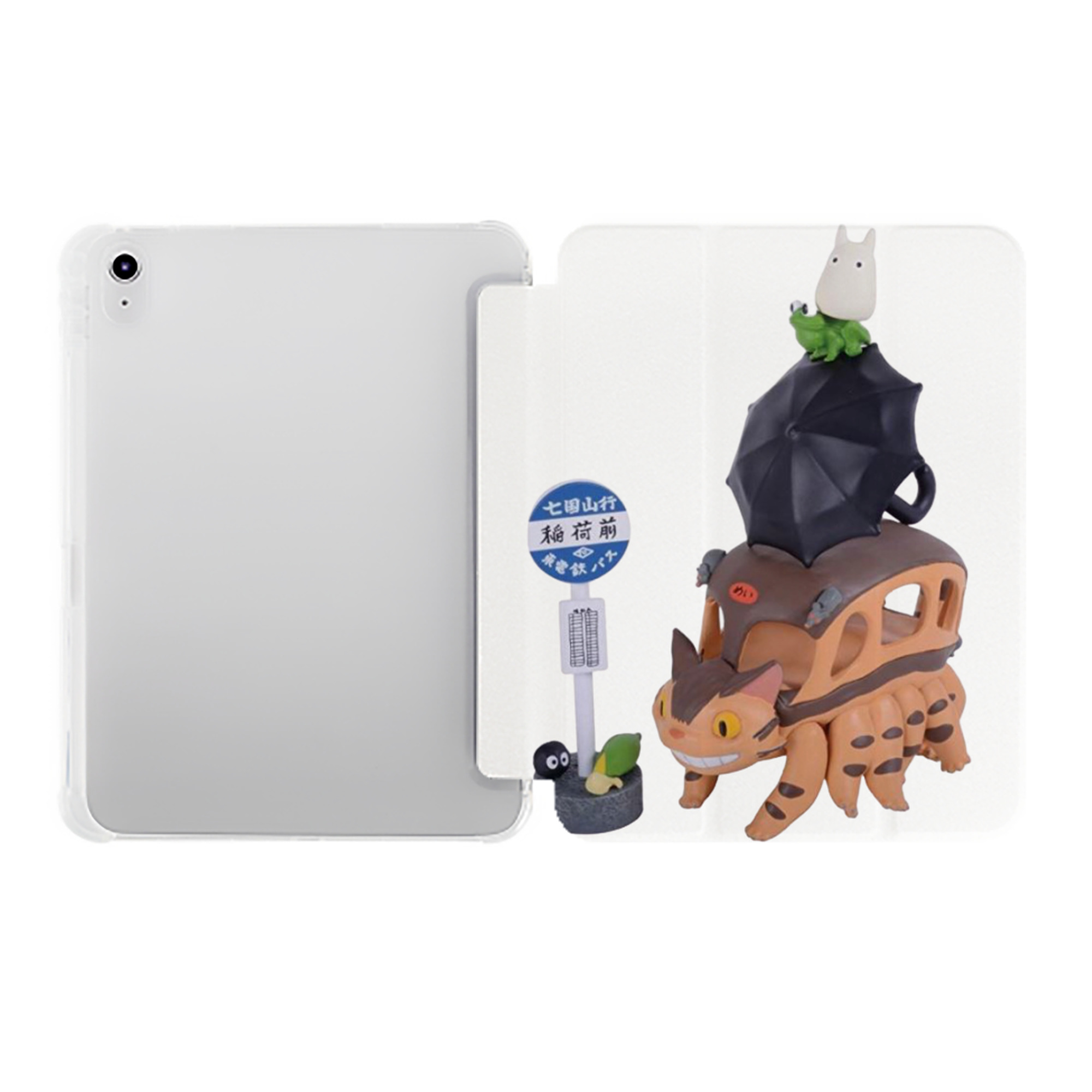 （画像用） となりのトトロ 草壁メイ 草壁サツキ My Neighbor Totoro Satsuki Kusakabe Mei Kusakabe IPad ケース ペン収納付き 三つ折りスタンド PUレザー×シリコン 対応機種9.5/10.5/10.9インチ